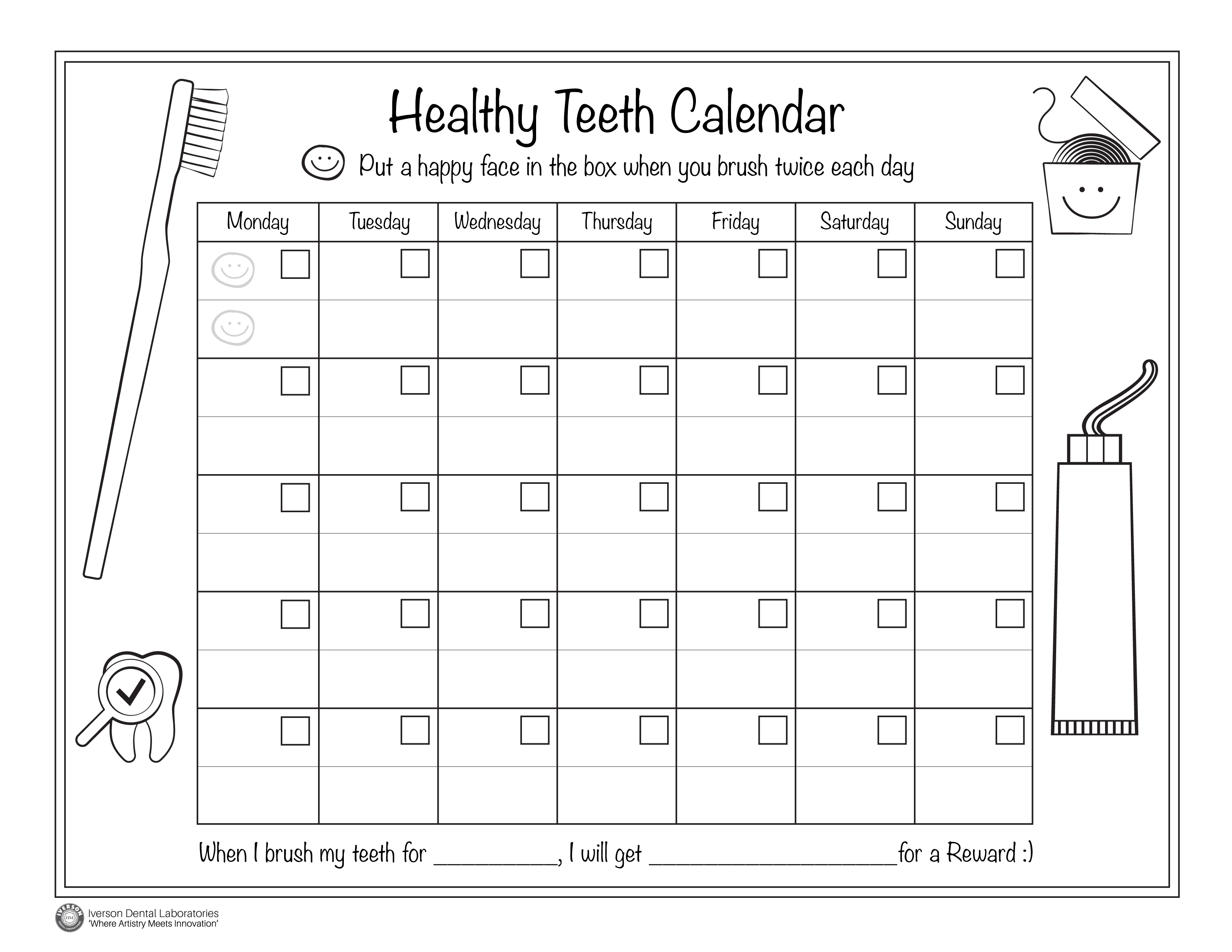 Kids Healthy Teeth Calendar